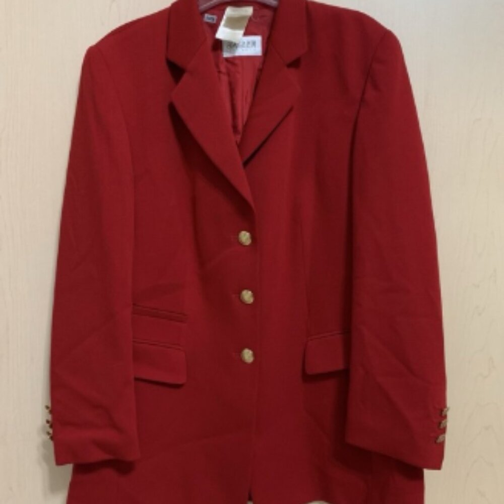 BASLER Women's Two-Button Lined Wool Blend Blazer Jacket Red Size EU 44 US 14